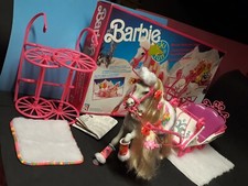 BARBIE SKI FUN BLIZZARD HORSE SLEIGH -  CAVALLINA SLITTA E CARROZZA MATTEL 1990 