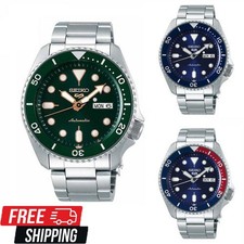 Orologio Uomo Per Seiko 5 Sport Automatico Quadrante Nero Acciaio Inox Nuovo!!!