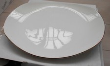 DOMINO Serie " MIRROR "  6 Piatti Piani Ovali filo di Platino Bone China NUOVO  