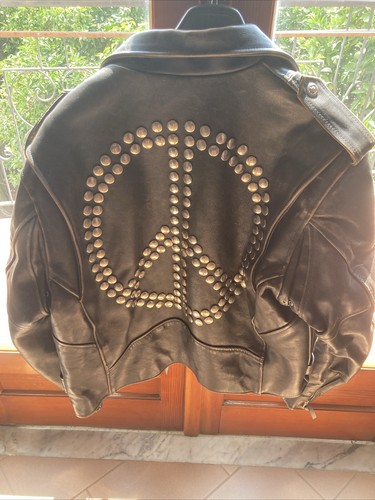 Moschino chiodo pelle - pelle, peace