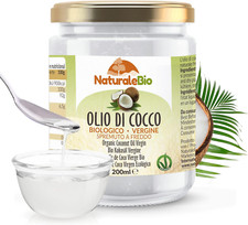 Olio Di Cocco Biologico Vergine Crudo, Spremuto a Freddo Organico Naturale 200ml