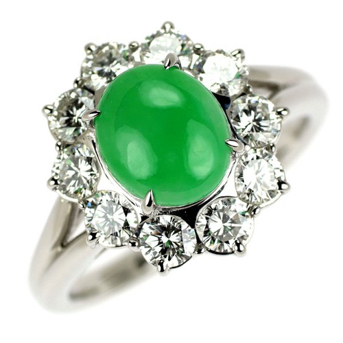 Anello con diamanti - , giada