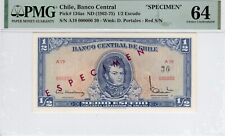 Cile "SPECIMEN" 1/2 Escudo ND 1962-75 Pick #13as CU64 PMG