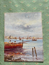 RARO DIPINTO D'EPOCA Pietro Fragiacomo: Splendido "Pescatori veneziani" - 1922!