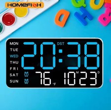 OROLOGIO DIGITALE LED DA PARETE INTELLIGENTE ORA TEMPERATURA DATA SCHERMO PIATTO