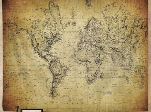 Arazzo mappa vecchio mondo - mappa,