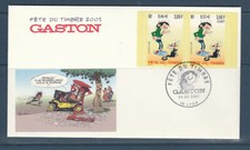 enveloppe  1er jour  fête du timbre  Gaston Lagaffe paire  69 Lyon   2001