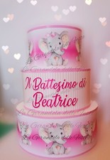 Torta BATTESIMO BIMBA BIMBO 3piani Scenografica personalizzata Polistirolo Finta