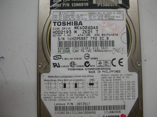 Toshiba 40gb mk4026gax fkn5ga - toshiba,