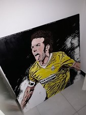Quadro Juventus Del Piero Dipinto A Mano Su Tela 90x90Cm