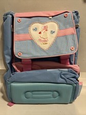 Borsa zaino piccola Holly Hobbie vintage blu floreale patchwork nuova con etichetta 17x14x6"