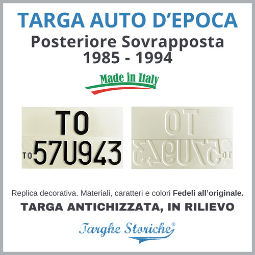Targa auto epoca posteriore - epoca,
