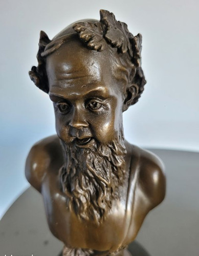 Bacchus bust bronze sculpture - bronze,