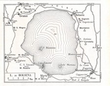 Carta geografica antica LAGO DI BOLSENA Viterbo Lazio 1937 Antique map