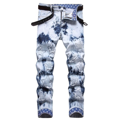 Jeans uomo blu chiaro stelle