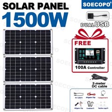 Kit Pannello Solare 1500W - 3x500W+100A Controller+Cavo Prolunga+Clip Legatore
