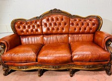 Divano Pelle Con Intarsi In Legno Ristrutturato 