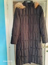 PIUMINO DONNA  LUNGO NERO "CONBIPEL"- CAPPUCCIO CON PELO MOURMANSKY - TG L -46