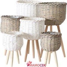 PORTAPIANTE Piedistallo portavaso coprivaso alzata vimini bianco tortora