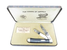 Coltello tascabile pieghevole vintage 1982 Case XX 2254 Trapper Fur Takers of America Limited