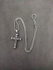 Collana acciaio inox con croce etnica | Uomo donna | Nuova – catena 60 cm – 