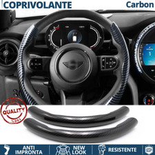 COPRIVOLANTE per MINI Effetto FIBRA CARBONIO SOTTILE Sportivo Nero Antisci