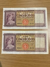 Banconote rare da collezione-500 Lire “Italia Turrita” (1947)-Serie consecutiva