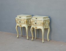 Coppia comodini tavolini mobiletti stile LXV laccati e dipinti, metà '900!