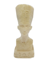 Queen Nefertiti Bust Head White Alabaster Resin Vintage Egyptian Goddess