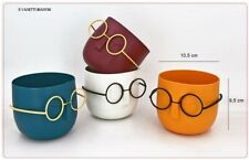 8 vasetti bianco viso ragazzo nerd occhiali piantina vaso centrotavola piantina