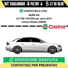 Tagliando per AUDI A4 2.0 TDI 140 kw - 5 Lt di Castrol + 4 Filtri anno 2015