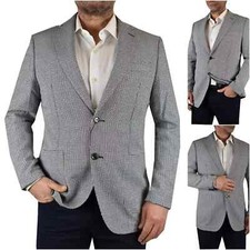 Giacca uomo elegante casual 54 56 estiva primavera Blazer slim fit nera a quadri