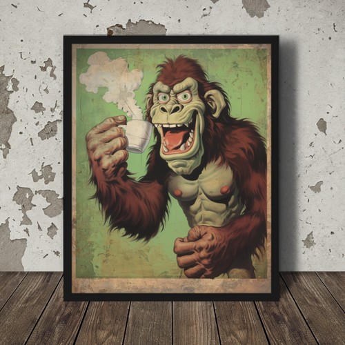 Bigfoot cafe wall art poster - cafe,
