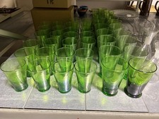 Enorme Lotto Bicchieri Acqua Vino Soffiati A Bocca Vetro Verde Vetrerie Empoli