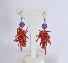 RED CORAL EARRINGS SILVER 925