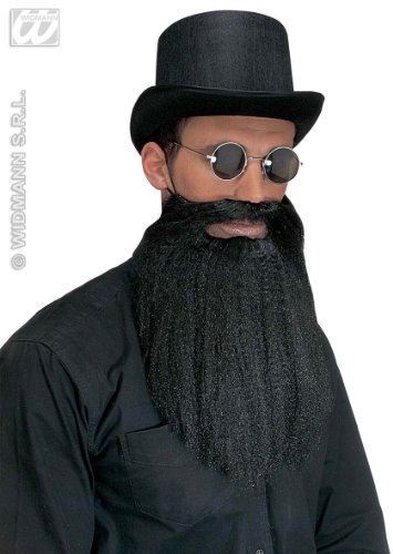 Barba lunga con baffi - nera, e