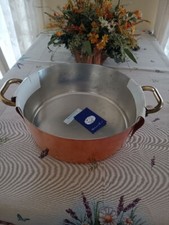 Pentola Agnelli Tegame in Rame Stagnato con 2 Manici in Ottone, 33 cm