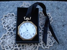 orologio watch montre uhr reloj tasca elgin ottagonal in oro gold