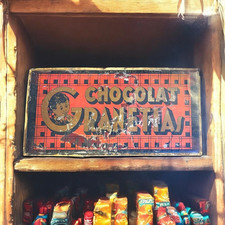 Antica Insegna Litografata Pubblicitaria Chocolat Granetias Anni 30 40 Déco