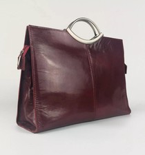 Elegante Cartella Portadocumenti Artigianale Unisex Pelle Naturale Rosso Bulgaro