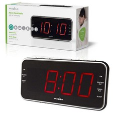 RADIOSVEGLIA DIGITALE AM FM USB AUX SNOOZE DISPLAY LED 1.8" 2 ALLARMI NERO NEDIS