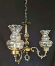 Lampadario vintage ottone vetro illuminazione plafoniera 3 bracci molto bello