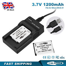 Confezione 2 batterie + caricabatterie EN-EL19 ENEL19 per Nikon Coolpix S3100 S3200 S3300 S3500