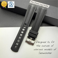 Omega Seamaster 300 Planet Ocean 600 aftermarket cinturino orologio subacqueo nero 21 mm