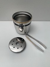 Alessi Secchiello Ghiaccio e Pinza Serie Mercurio Dettagli Dorati Acciaio Inox