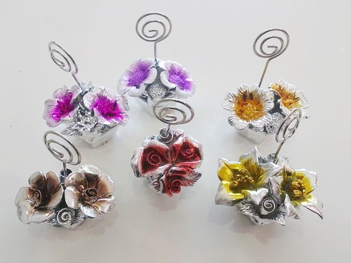 Segnaposto fiori argentati