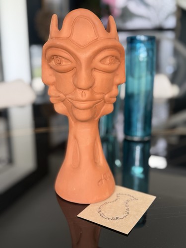 Vase sculpture visages - 4,