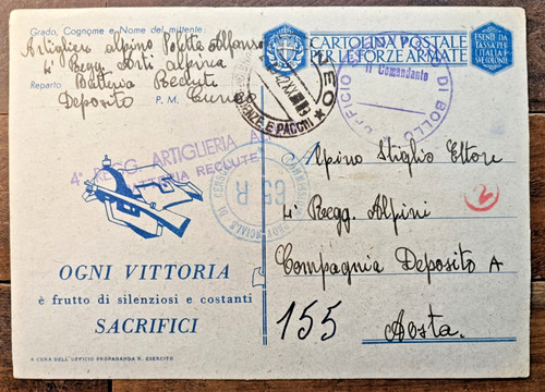 Cuneo 1942 cartolina postale - cuneo,