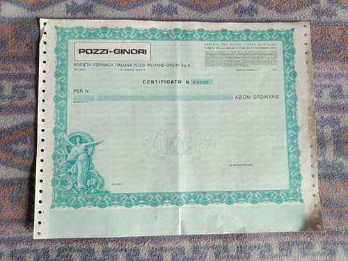Certificato azionario azioni - -,