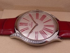 OROLOGIO DA DONNA OMEGA DE VILLE TRESOR 36mm LUNETTA DIAMANTI INDICI ROSSI '2011 ACCIAIO